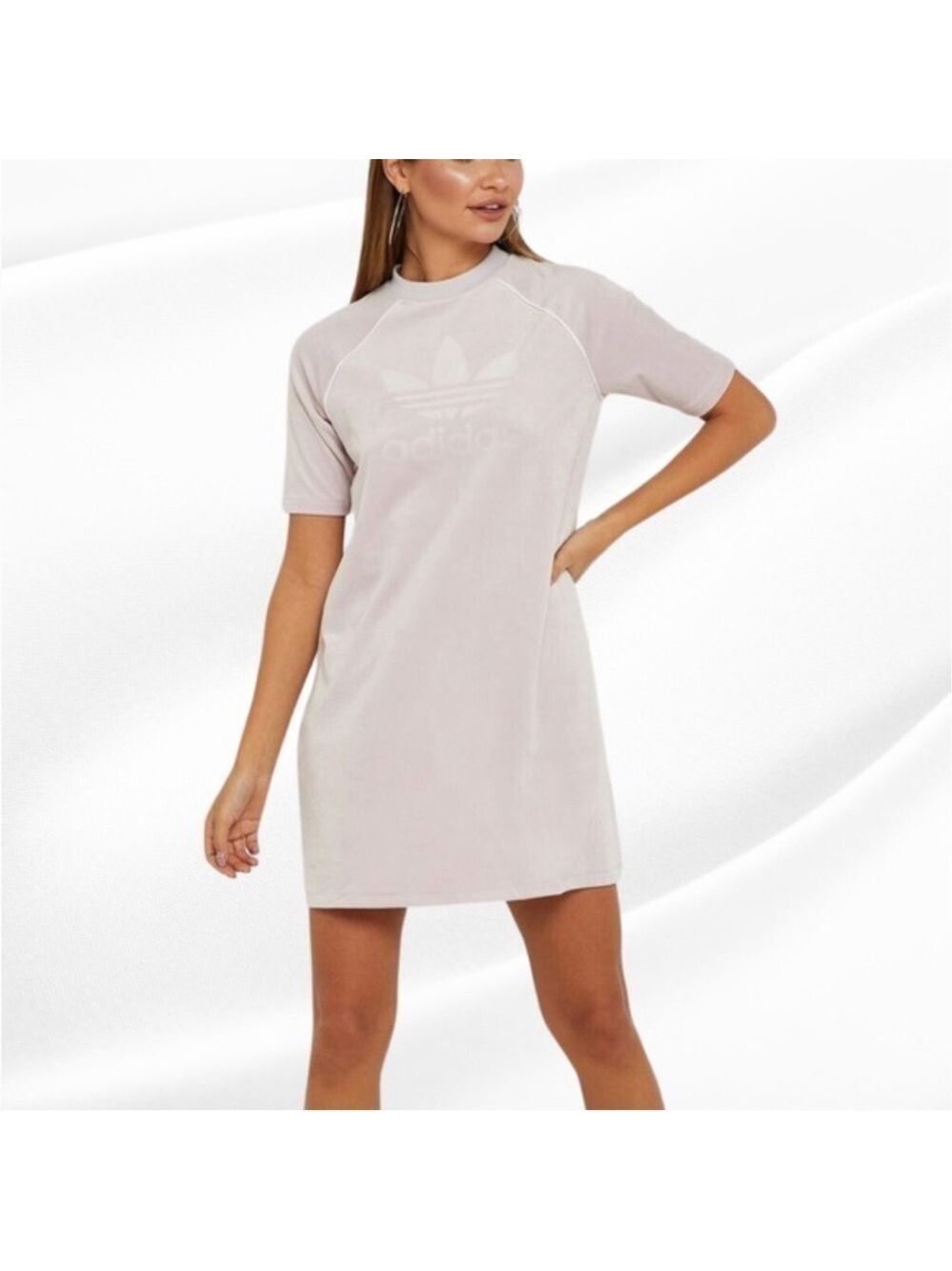 Adidas pale lilac short sleeve velour sport dress XS